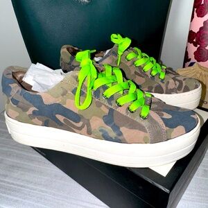 Size 6 Women’s | Camo & Neon J Slides Platform Sneaker